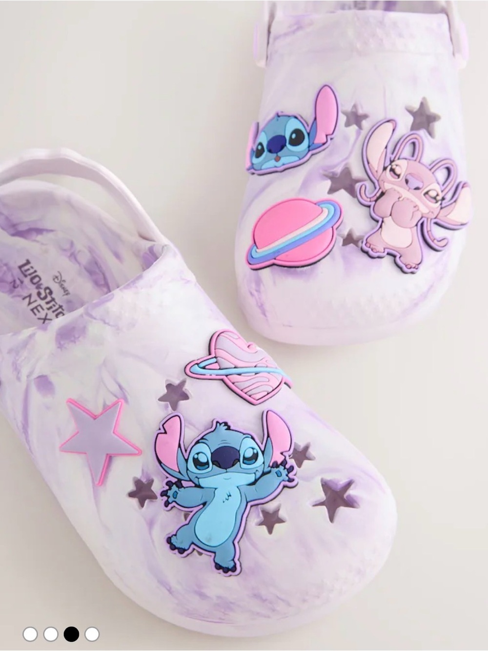 NEXT Standard Fit (F) Lilac Purple Marble Lilo & Stitch Clogs